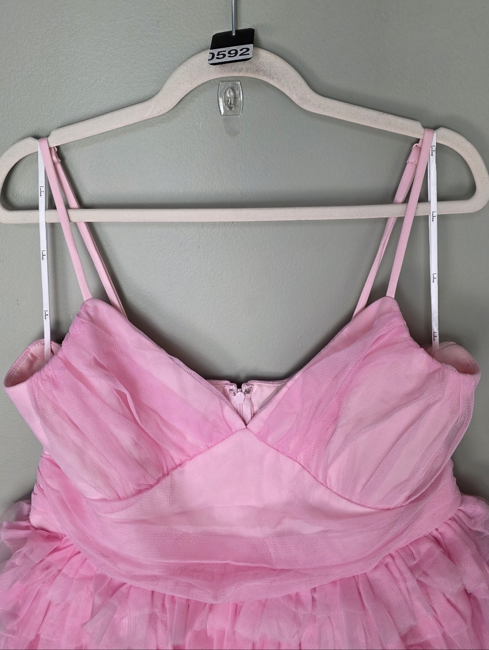 Luus Special Poise Pink Tulle Pleated Sleeveless Tiered Mini Dress, Size XXL - Picture 4 of 12
